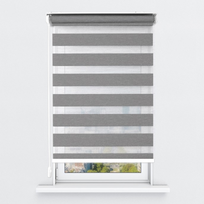 Store Enrouleur Jour Nuit Filtrant Gris Clair Chiné JN10
