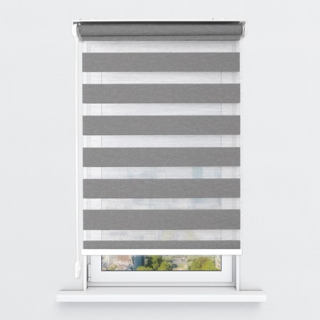 Store Enrouleur Jour Nuit Filtrant Gris Clair Chiné JN10